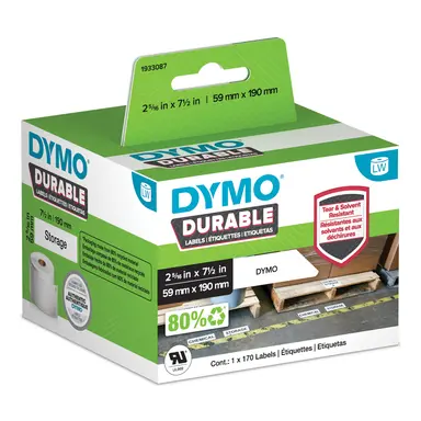Dymo LW Durable 2-5 16 in X 7-1 2 in White Poly, 170 Labels - Compatibility Dymo