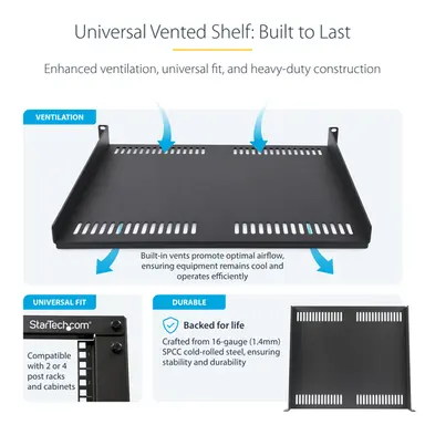 StarTech.com 1U 19 in Vented Server Rack Shelf - EIA/ECA-310 Compliant for Standard 19 in, image 8