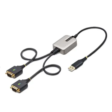 StarTech.com 2 ft (60CM) 2-Port USB to Serial Adapter Cable, Interchangeable DB9 Screws/Nuts