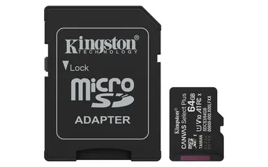 Kingston 64GB Microsdxc Canvas Select Plus GEN3 100MB/S A1 Card + Adapter