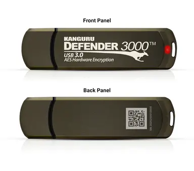 Kanguru Defender 3000 Fips 140-2 Level 3 Certified-Secure Flash DRIVE-128G-TAA