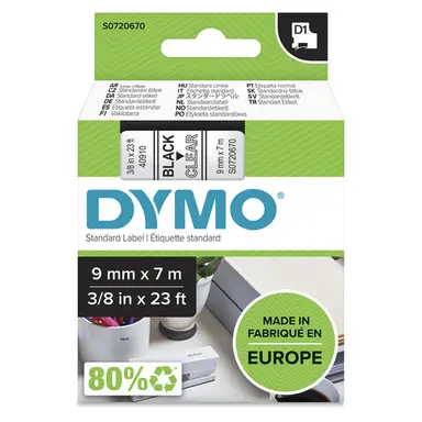 Dymo Labelmanager D1 Tape 9MMX7M 3/8X23 BK/CLR Global, image 4