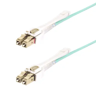 StarTech.com 10M (32.8 ft) LC (UPC) OM4 Multimode Fiber Optic Cable, Push Pull Tabs, 50/125M