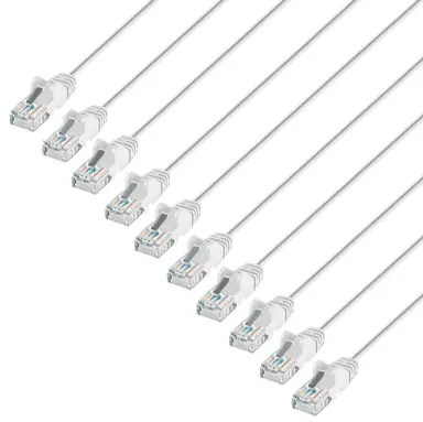 Intellinet Cat6 U/UTP Slim Network Patch Cable, 1.5 FT., White, 10-Pack, image 6