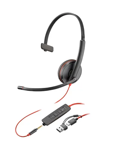 HP Poly Blackwire 3215 Monaural USB-C Headset +3.5MM Plug +USB-C/A Adapter (Bulk), image 4