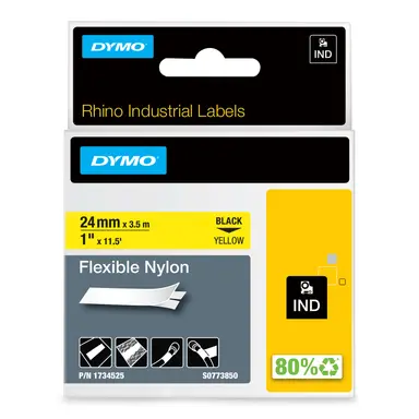 Dymo Rhino 1 Yellow Flex Nylon Label- 25MM
