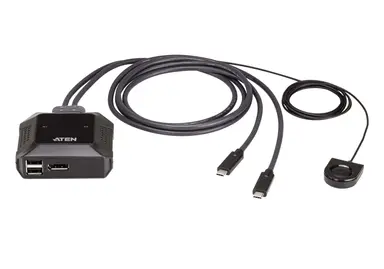 Aten 2-PORT USB-C 4K Displayport Cable Switch with Remote Port Selector