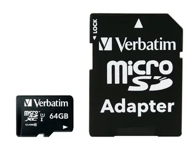 Verbatim Americas microSDHC 64GB Class 10 UHS 1 W Adapter