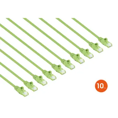 Intellinet Cat6 U/UTP Slim Network Patch Cable, 0.5 FT., Bright Green, 10-Pack, image 7