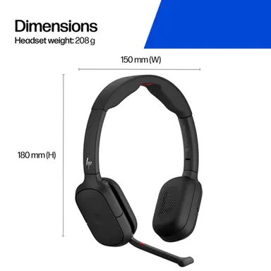 HP Poly Focus 625 Headset + Wireless Charge Stand HP Poly Focus 625 Headset + WI, image 4