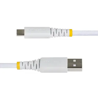 StarTech.com 1 ft (30cm) USB-a to USB-C Fast Charging Cable, 15W 3A, Dual-Layer Braided Nylon/Tpe Jacket, Durable USB-a to Type C Charger Cord, White USB a to USB C Cable, image 3