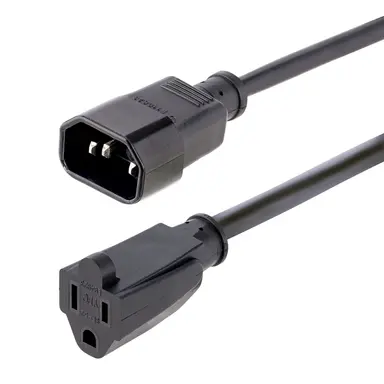 StarTech.com 3 ft (1M) 18AWG AC Power Extension Cable; Power Supply Extension Cable IEC 60320