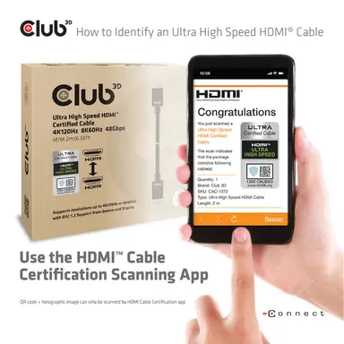 Club 3D B.V HDMI 2.1 Ultra High Speed Cable 2M/6 56F, image 7