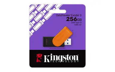 Kingston 256GB Portable USB 3.2 Gen 1 Datatraveler Exodia S (Black/Orange), image 4