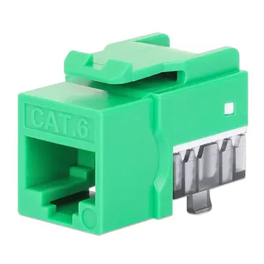 Intellinet Cat6 Slim Keystone Jack with Punch-Down Stand, Green, 25-Pack