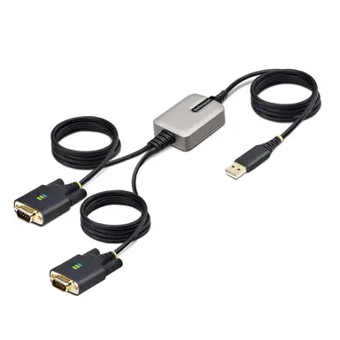 StarTech.com 13 ft (4M) 2-Port USB to Serial Adapter Cable, Interchangeable DB9 Screws/Nuts
