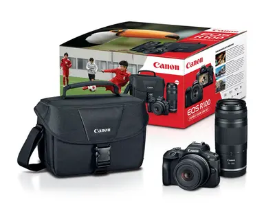 Canon USA Canon Eos R100 Mirrorless Camera with 18-45MM and 75-300MM Lenses, image 4