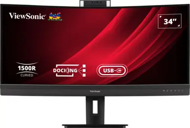 ViewSonic 34 in Uwqhd Curved Video Conferencing Monitor with Windows Hello Compatible IR We, image 4