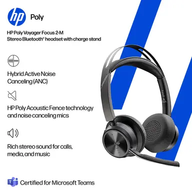 HP New Poly Voyager Focus 2-M USB-C-C Headset USB-C/a Adapter Charging Stand Custom, image 3