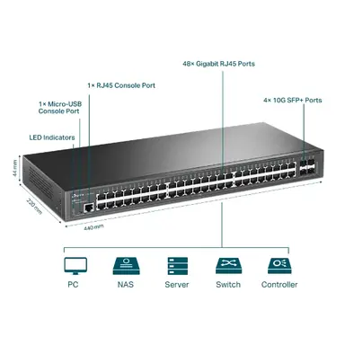 Omada Networks BY TP Link Jetstream 48 Port Gigabit L2+ Managed Switch with 4 10GE SFP+ Slots PORT: 48GIG, image 8