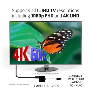 Club 3D B.V Using a Single USB Type-C Port on Your Laptop Output Mini DisplayPort Video, image 8