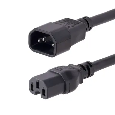 StarTech.com 10 ft (3M) Heavy Duty Extension Cord, C14 to C15 Extension Cord, 15A 125V, 14AWG