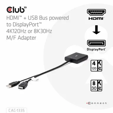 Club 3D B.V HDMI+MICRO USB to DP M/F Active Adapter, image 5