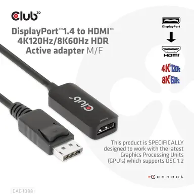 Club 3D B.V DP1.4 to HDMI 4K120HZ/8K60HZ Adapter, image 6
