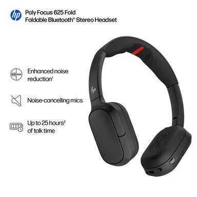 HP Poly Focus 625 Headset + Wireless Charge Stand HP Poly Focus 625 Headset + WI, image 8