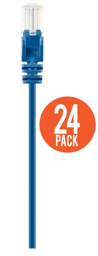 Intellinet Cat6 U/UTP Slim Network Patch Cable, 0.5 FT., Blue, 24-Pack, image 7