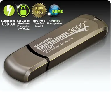 Kanguru Defender 3000 Fips 140-2 Level 3 Certified-Secure Flash DRIVE-256G-TAA C, image 6