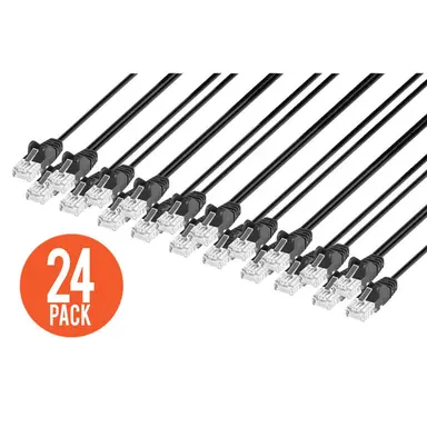 Intellinet Cat6 U/UTP Slim Network Patch Cable, 0.5 FT., Black, 24-Pack, image 6