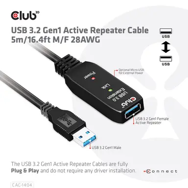 Club 3D B.V USB-a Active Repeater Cable 5M/16.40FT, image 7