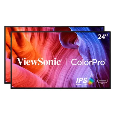 ViewSonic 24 in Colorpro 1080P Dual Pack Head-Only IPS Docking Monitors with 65W USB-C