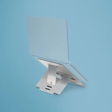 R-Go Ergonomic Laptop Stand, Riser, Flexible, Silver, TAA Compliant