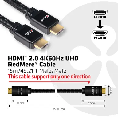 Club 3D B.V HDMI 2.0 Male to HDMI 2.0 Male High Speed 4K60HZ UHD - Redmere 15M/49.2FT, image 7
