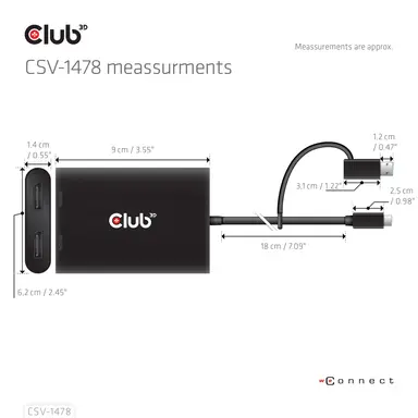 Club 3D B.V USB A to Dual Displayport 4K60HZ Adapter, image 7