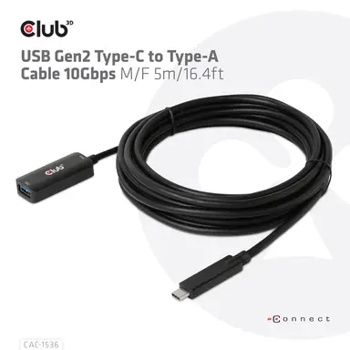 Club 3D B.V Usbc GEN2 to Usba Cable 10GBPS M/F 16 ft, image 6