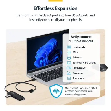 StarTech.com 4-Port USB-a Hub, 5GBPS, Bus Powered, USB-a to 4X USB-a Mini Hub, Extra Long 2 ft, image 6