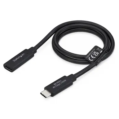 StarTech.com 2 ft (60cm) 40Gbps USB4 Extension Cable, Thunderbolt 4 Compatible, 240W Charging, 8K 60Hz/4K 240Hz, USB-C Extender Cord, DP2.1 Type C Male to Female, MacBook, iPhone, iPad