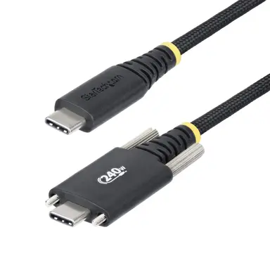 StarTech.com 10 ft (3M) USB-C Charging Cable, Side Screw Locking, 240W (5A) PD Epr, Silicone J