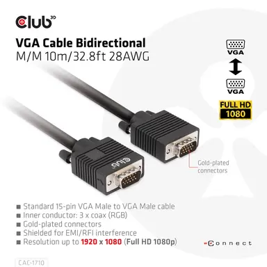 Club 3D B.V VGA Bidirectional Cable 32.8 ft 1080P HD., image 7