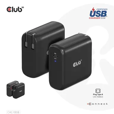 Club 3D B.V 100W USB-C Travel Charger PD3.0, image 7