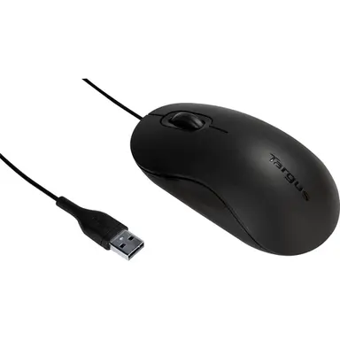 Targus Mouse - Optical - Buttons Qty: 3 - Wired - USB - Black - Work with Effortless, image 4