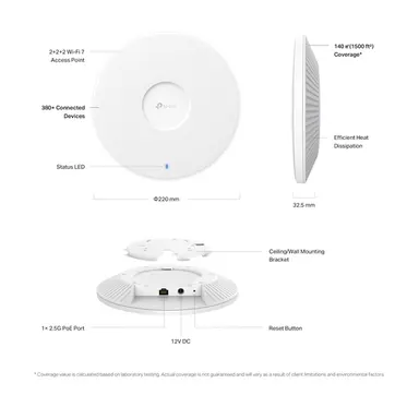 Omada Networks by TP Link BE11000 Ceiling Mount Wi-Fi 7 AP, image 7