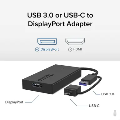 Plugable Technologies Plugable USB 3.0 OR USB C to Displayport Adapter Universal Video Graphics Adapter, image 6