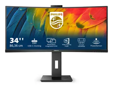 Philips 34 in Curved Monitor, LED, WQHD (3440 × 1440), USB-C, Webcam, image 7