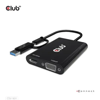 Club 3D B.V USB-C/A to HDMI And VGA Adapter
