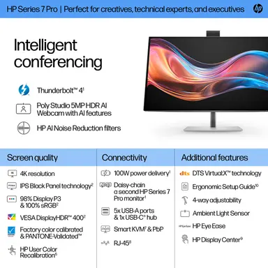 HP Sbuy S7 Pro 727PM 27 in 4K Conferencing Monitor, image 6