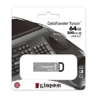 Kingston 64GB Datatraveler Kyson 200MB/S Metal USB 3.2 Gen 1 (BULK PACK), image 4